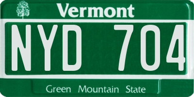 VT license plate NYD704
