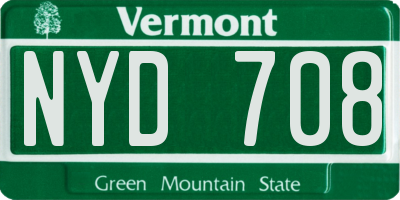 VT license plate NYD708