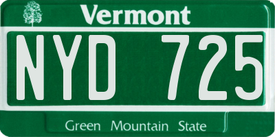 VT license plate NYD725