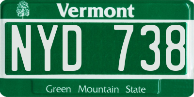 VT license plate NYD738