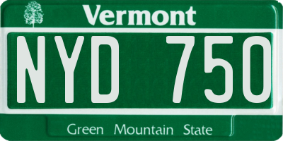 VT license plate NYD750
