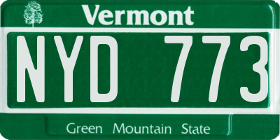 VT license plate NYD773