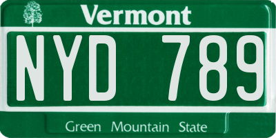 VT license plate NYD789