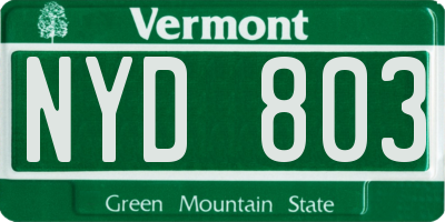 VT license plate NYD803