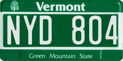 VT license plate NYD804