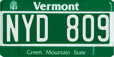 VT license plate NYD809