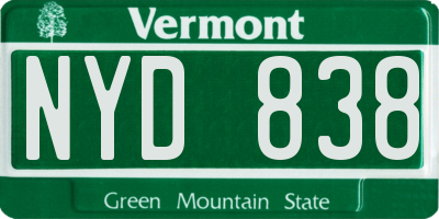VT license plate NYD838