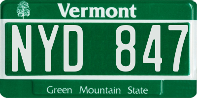 VT license plate NYD847