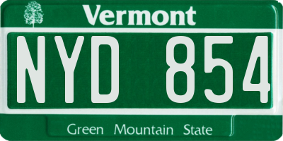 VT license plate NYD854