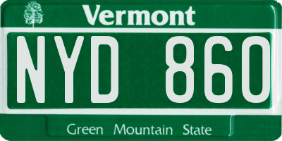 VT license plate NYD860
