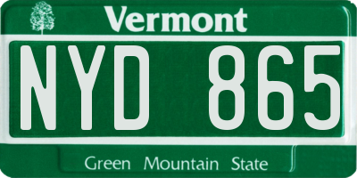 VT license plate NYD865