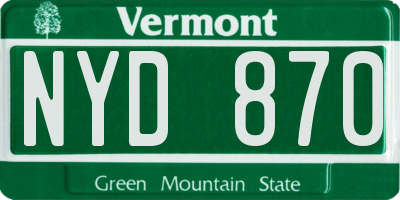 VT license plate NYD870