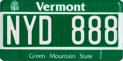 VT license plate NYD888