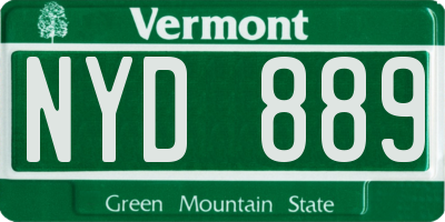 VT license plate NYD889