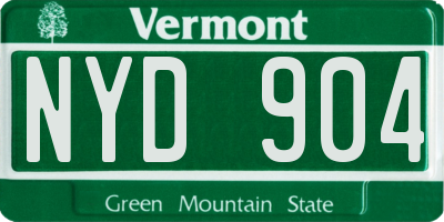 VT license plate NYD904