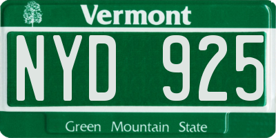 VT license plate NYD925