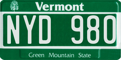 VT license plate NYD980