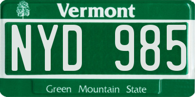 VT license plate NYD985