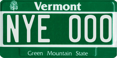 VT license plate NYE000