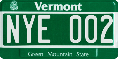 VT license plate NYE002
