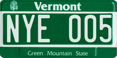 VT license plate NYE005