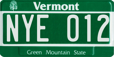 VT license plate NYE012