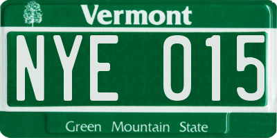 VT license plate NYE015