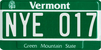 VT license plate NYE017