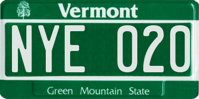 VT license plate NYE020