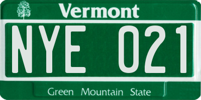 VT license plate NYE021