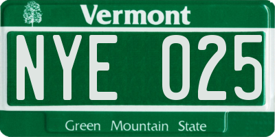 VT license plate NYE025