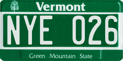 VT license plate NYE026