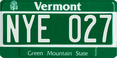 VT license plate NYE027