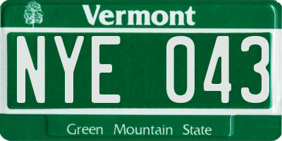 VT license plate NYE043