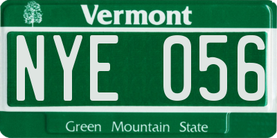VT license plate NYE056