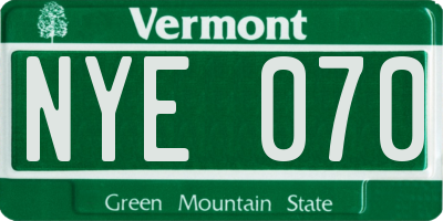 VT license plate NYE070