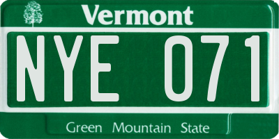 VT license plate NYE071