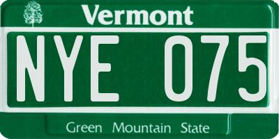 VT license plate NYE075