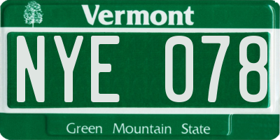 VT license plate NYE078