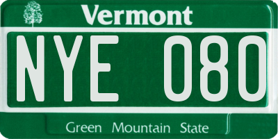 VT license plate NYE080