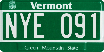 VT license plate NYE091