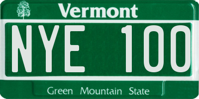 VT license plate NYE100
