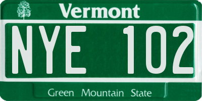 VT license plate NYE102