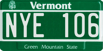 VT license plate NYE106