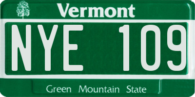 VT license plate NYE109