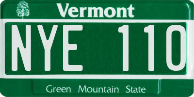 VT license plate NYE110