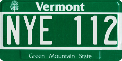 VT license plate NYE112