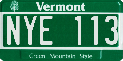VT license plate NYE113