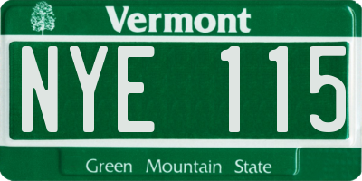 VT license plate NYE115