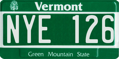 VT license plate NYE126